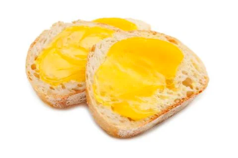 Bread with lemon curd Stock Photos