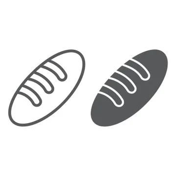 Bread line and glyph icon, food and bun, baguette sign, vector graphics, a Stock Illustration