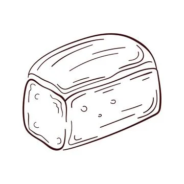 Bread in line art style. Design for bakery menu. Square toast. Vector Stock Illustration