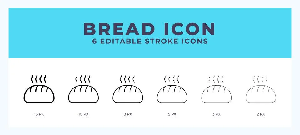 Bread line icon illustrations with editable strokes. Stock Illustration