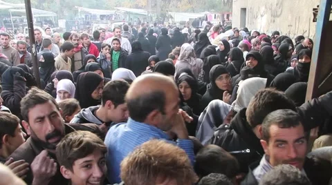 Bread Lines in Aleppo Syria  Stock Footage 53217948