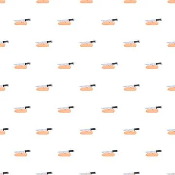 Bread loaf and kitchen knife seamless pattern イラスト素材