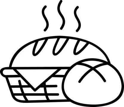 Bread loaf and rolls in basket Stock Illustration