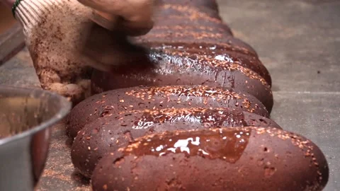 Bread Loaf being prepared in the bakery Stock Footage 239630116