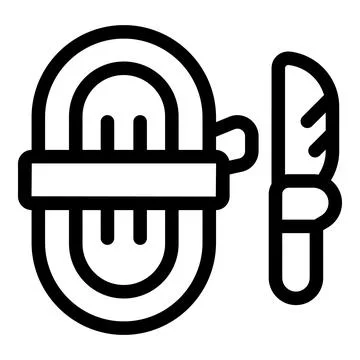 Bread loaf being sliced with knife icon Illustrazione stock