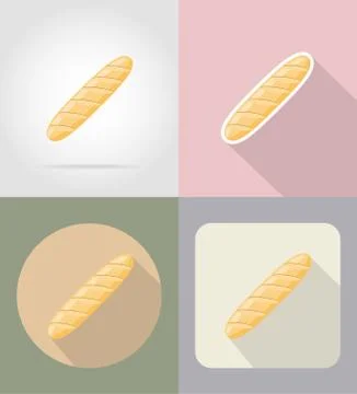 Bread loaf food and objects flat icons vector illustration Stock Illustration