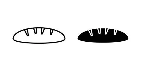 Bread loaf icon collection in black, Line icons, flat symbols イラスト素材