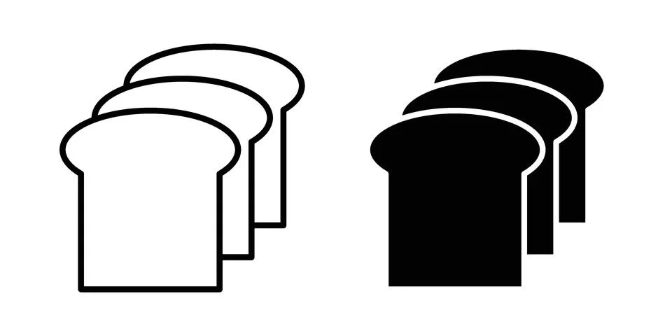 Bread loaf icon drawing lines. Silhouette style vector bundle Stock Illustration