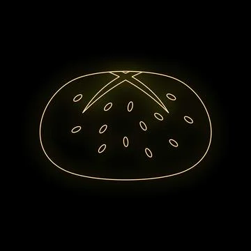 Bread loaf icon neon glowing outline design Stock Illustration