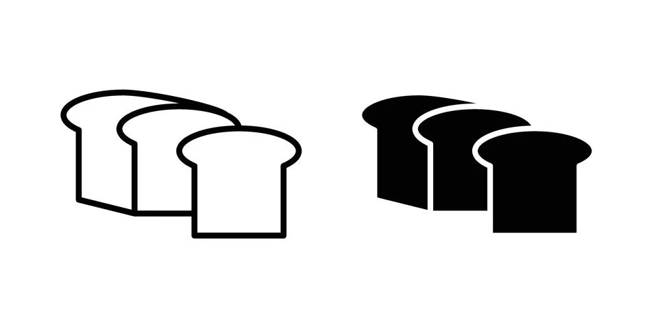 Bread loaf icon silhouette vector set. thin line pack Stock Illustration