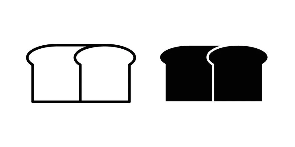 Bread loaf icon symbol. Flat and Stroke Vector illustration Stock Illustration