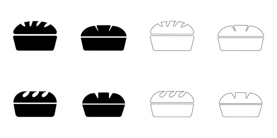 Bread loaf icons set Stock Illustration