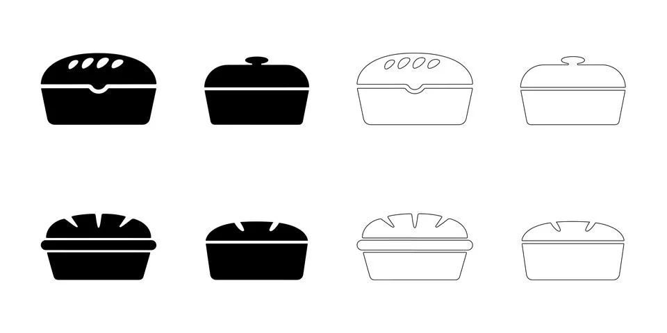 Bread loaf icons set Stock Illustration