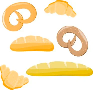 Bread loaf isolated set Stock Illustration