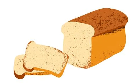 Bread loaf toast slice vector illustration isolated on white background. Top 스톡 일러스트