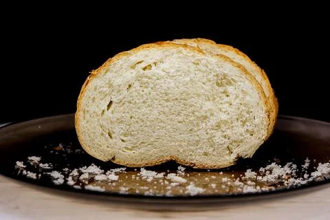 Bread. loaf. white wheat bread. loaf of milk. in section inside front view Stock Photos