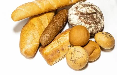 Bread loafs on white background Stock Photos