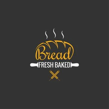 Bread logo design. Bakery sign on black background Stock Illustration