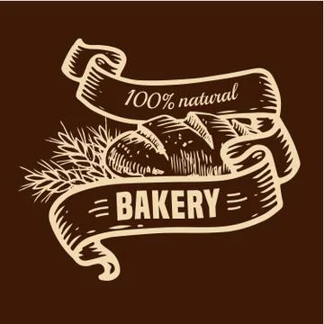 Bread logo with ribbons Stock Illustration