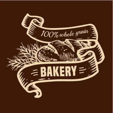 Bread logo with ribbons Stock Illustration