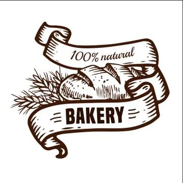Bread logo with ribbons Stock Illustration