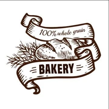 Bread logo with ribbons Stock Illustration