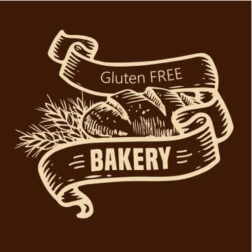 Bread logo with ribbons Stock Illustration