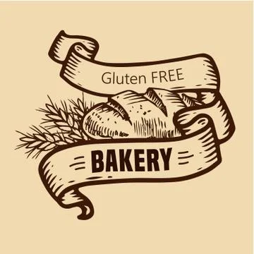 Bread logo with ribbons Stock Illustration