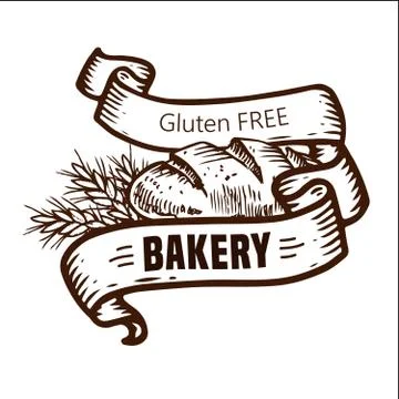 Bread logo with ribbons Stock Illustration