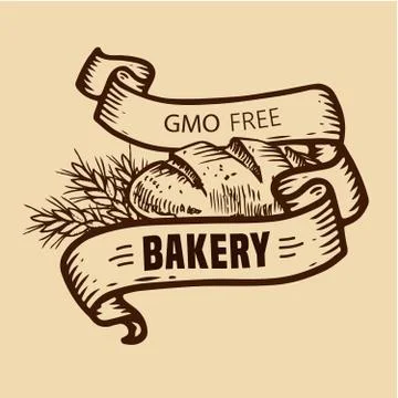 Bread logo with ribbons Stock Illustration