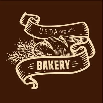 Bread logo with ribbons Stock-Illustration