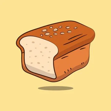 Bread with a long shadow  in the flat style. Stock Illustration