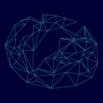 Bread low poly triangulation triangulated polygonal electric cyan blue vibran Illustration