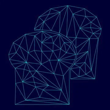 Bread low poly triangulation triangulated polygonal electric cyan blue vibr.. Stock Illustration