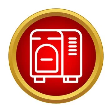 Bread machine line icon inside red circle Stock Illustration