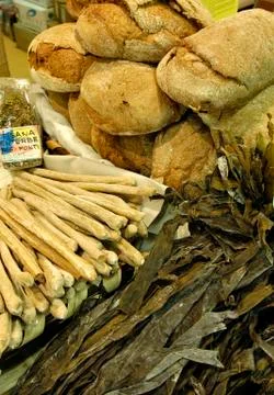 Bread made with algae or seaweed Stock Photos