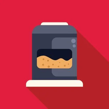 Bread maker baking delicious bread with long shadow on red background Stock Illustration
