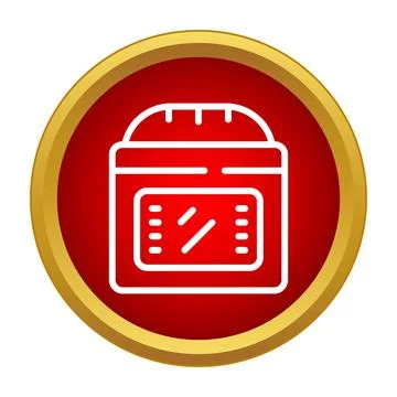 Bread maker machine icon in red and gold circle 스톡 일러스트
