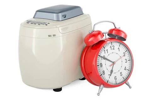 Bread making machine with alarm clock, 3D rendering Bread making machine w... Foto stock