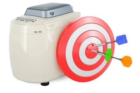 Bread making machine and target with arrows. 3D rendering Stock Illustration
