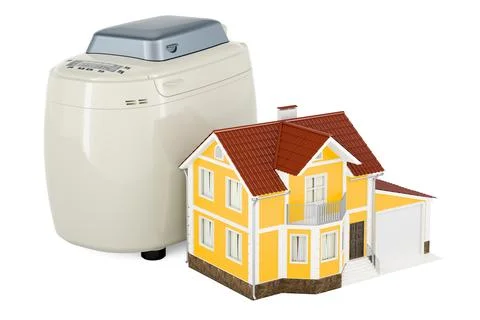 Bread making machine with home, 3D rendering Stock Illustration