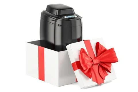 Bread making machine inside gift box, gift concept. 3D rendering Stock Illustration