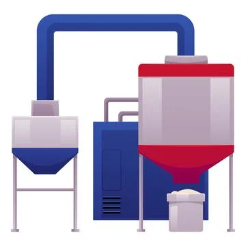 Bread manufacture process on factory, bread production machine, washing wheat Stock Illustration