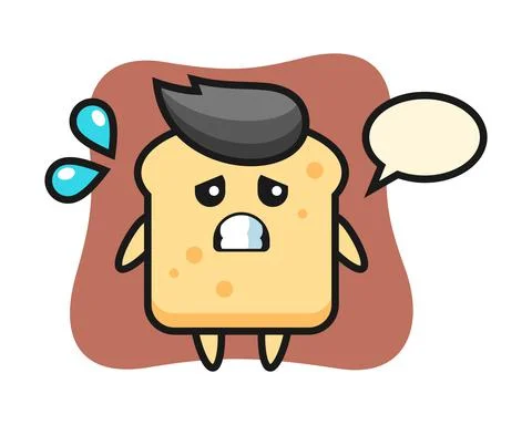 Bread mascot character with afraid gesture Stock Illustration