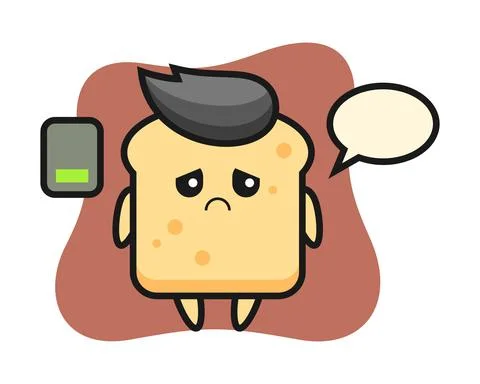Bread mascot character doing a tired gesture Stock Illustration