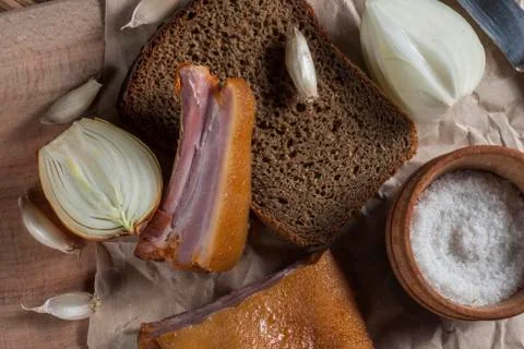 Bread &amp; meet Stock Photos