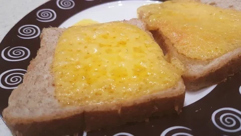 Bread melted cheese Stock Footage 81001517