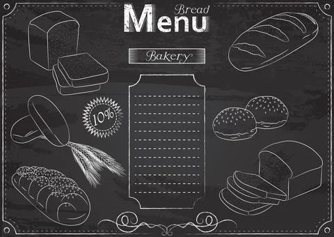 Bread menu chalk Stock Illustration
