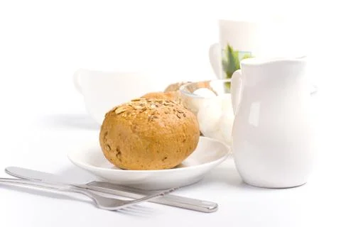 Bread, milk and mozzarella Stock Photos