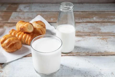 Bread with milk Stock Photos
